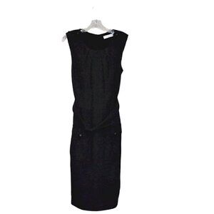 Trina Turk Sleeveless Career Wear Dark Gray Midi Dress